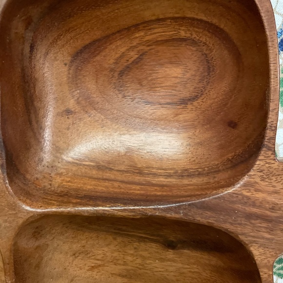 Vintage Royal Acacia Monkey Pod Wood Server Leaf Shaped Handcrafted Philippines - Picture 6 of 10